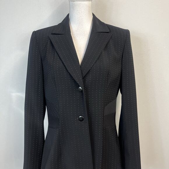 Liz Claiborne Suits Jacket Blazer sz 10 Black Blue Pinstripe Career Professional - Picture 2 of 9